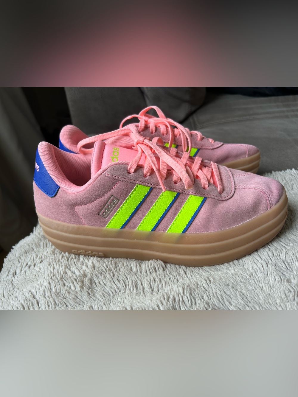 Adidas VL Court Bold Women’s 6.5 Pink Spark Lucid Lemon